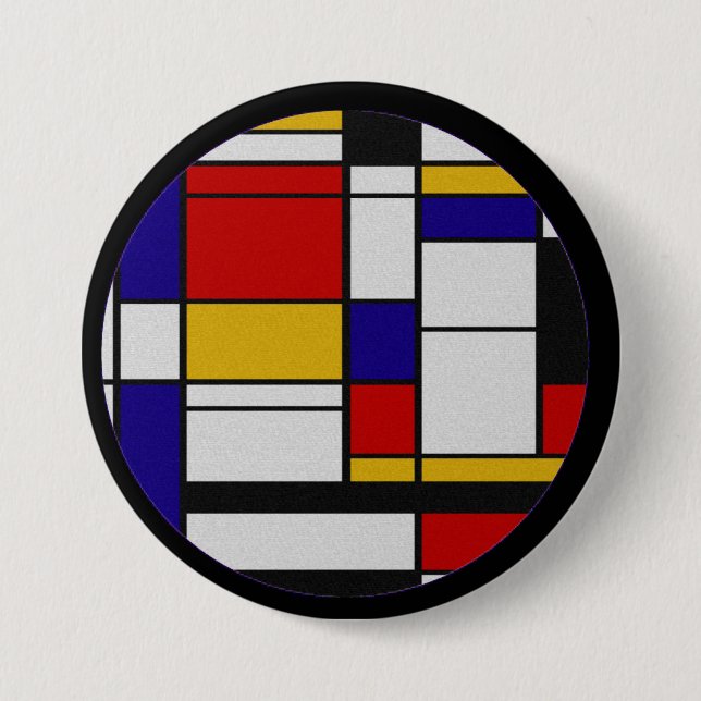 Bóton Redondo 7.62cm Mondrian de Stijl (Frente)