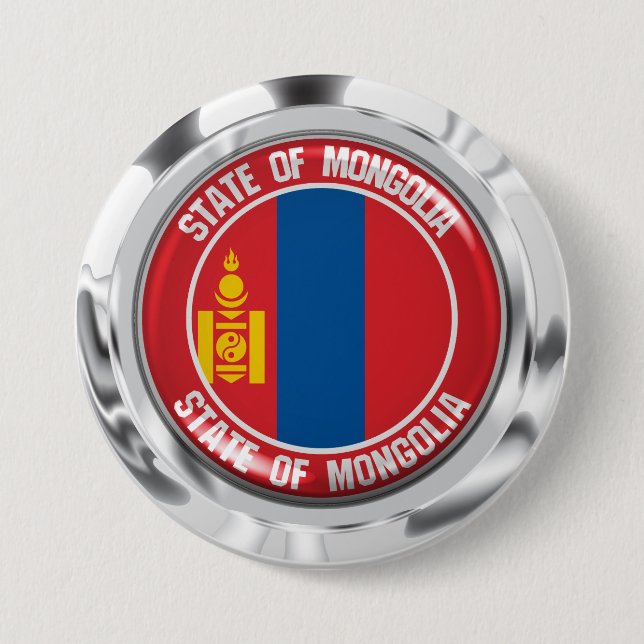 Bóton Redondo 7.62cm Mongólia Round Emblem (Frente)