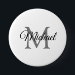 Bóton Redondo 7.62cm Monograma Personalizável Modelo Branco Grande<br><div class="desc">Nome Monograma Personalizável Botão Grande Redondo Modelo Branco Elegante de Tendência Grande.</div>