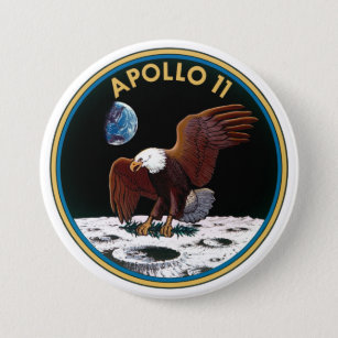 Bóton Redondo 7.62cm Moon Landing 50º Aniversário Missão Apollo 11