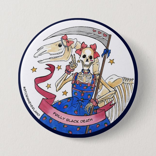 Bóton Redondo 7.62cm Morte preta Frilly (Frente)