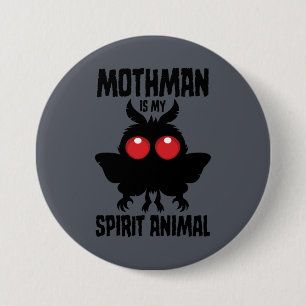 Bóton Redondo 7.62cm Mothman É Meu Animal Espiritual Silhueta
