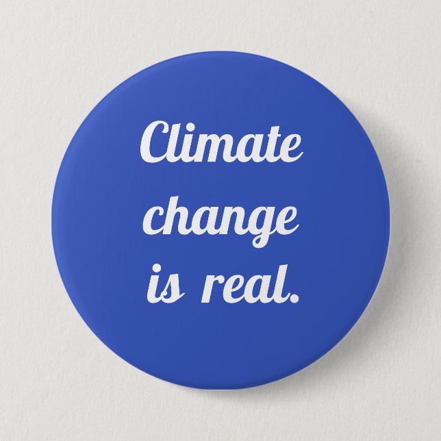Bóton Redondo 7.62cm Mudança Climática: Botão Azul (Frente)
