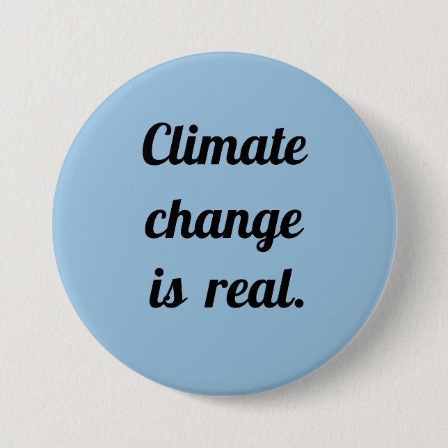 Bóton Redondo 7.62cm Mudança Climática: Botão Azul Claro (Frente)