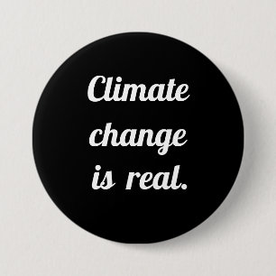 Bóton Redondo 7.62cm Mudança Climática: Botão Preto