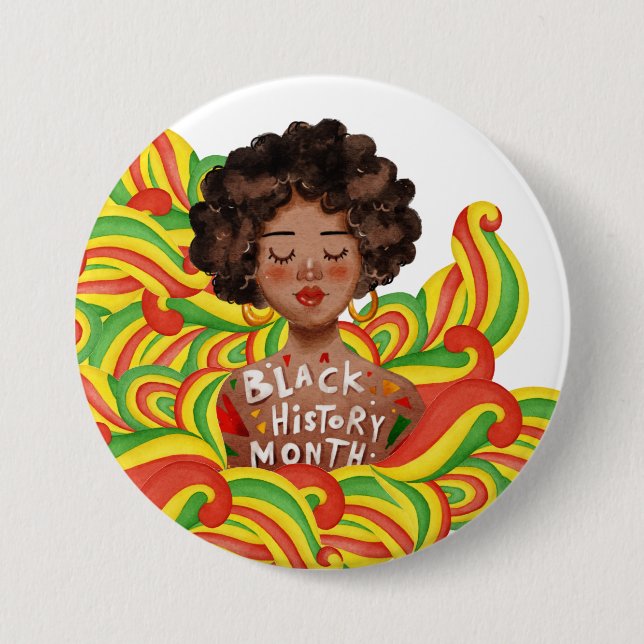 Bóton Redondo 7.62cm Mulher Afro | Mês da História Negra (Frente)