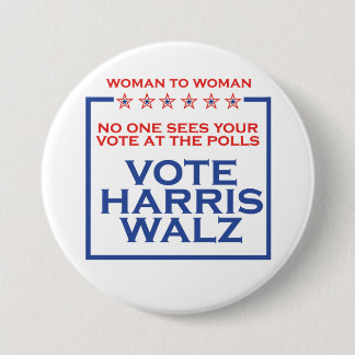 Bóton Redondo 7.62cm Mulher Para Mulher Vote Harris Walz 3" Botão