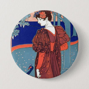 Bóton Redondo 7.62cm Mulher Vintage e Pavão