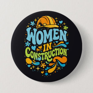 Bóton Redondo 7.62cm Mulheres na Construção Retro Empoderamento