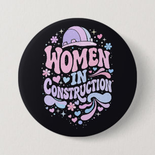 Bóton Redondo 7.62cm Mulheres na Construção Retro Empoderamento