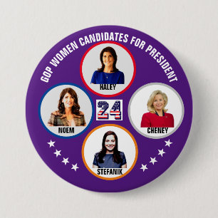 Bóton Redondo 7.62cm Mulheres Republicanas para o Presidente 2024