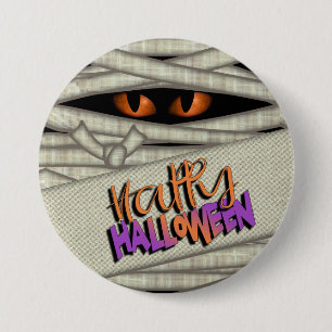 Bóton Redondo 7.62cm Mummy Eyes Halloween Orange ID685