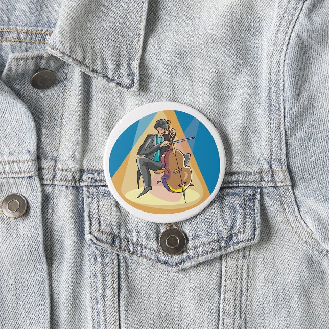 Bóton Redondo 7.62cm Músico Tocando O Chello (Criador carregado)
