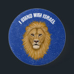 Bóton Redondo 7.62cm Na moda I Com Israel. Leão de Judah | Azul<br><div class="desc">Este botão de na moda mostra o seu apoio a Israel! Um Leão de Judah pintado digitalmente é o ponto focal, junto com a leitura da tipografia moderna, "Eu apoio Israel" em branco. Um fundo branco texturizado sobre o azul adiciona um olhar forte. * Trabalho de arte criado exclusivamente por...</div>