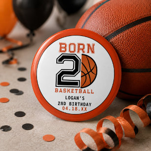 Bóton Redondo 7.62cm Nascer 2 - Festa de segundo aniversário de basquet