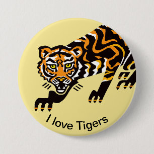 Bóton Redondo 7.62cm Natureza - Eu adoro TIGERS - Espécies ameaçadas -