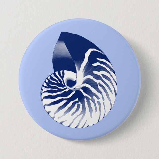 Bóton Redondo 7.62cm Nautilha - marinho, branco e azul claro (Frente)