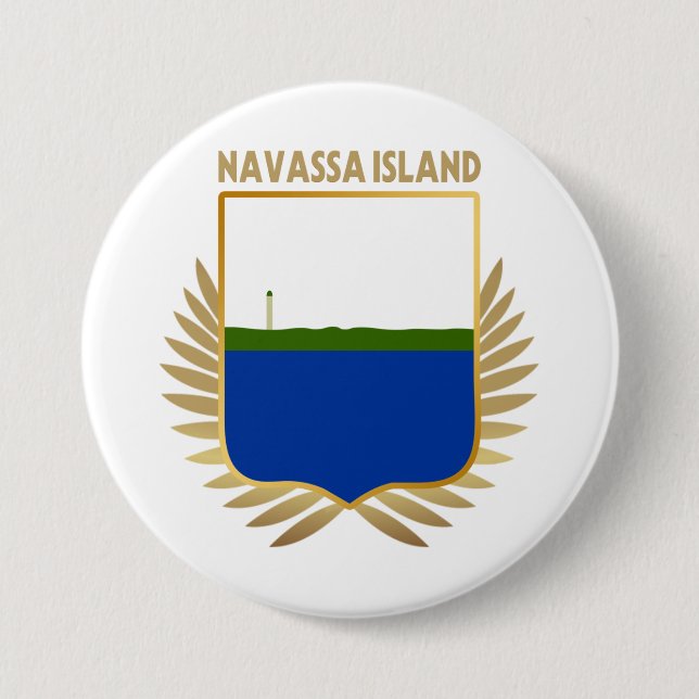 Bóton Redondo 7.62cm Navassa Island Flag Shield (Frente)