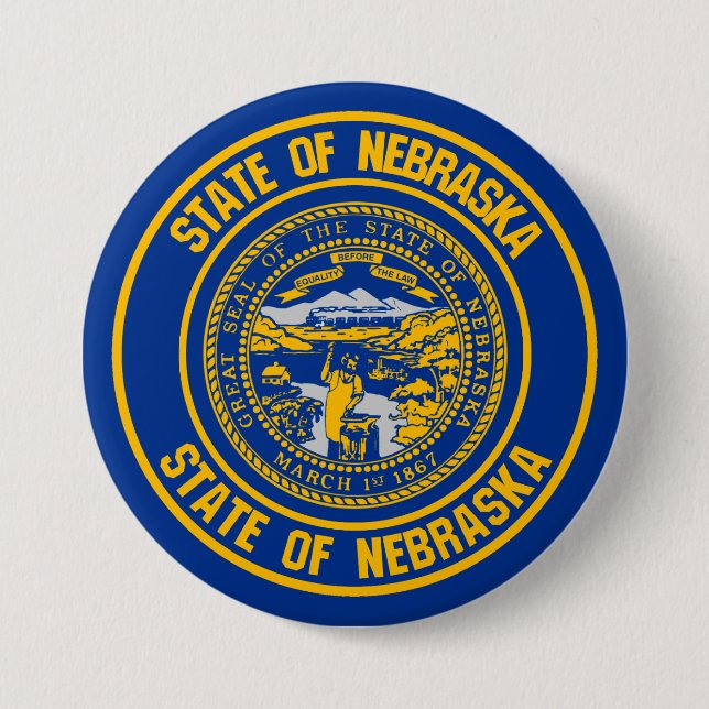 Bóton Redondo 7.62cm Nebraska Round Emblem (Frente)