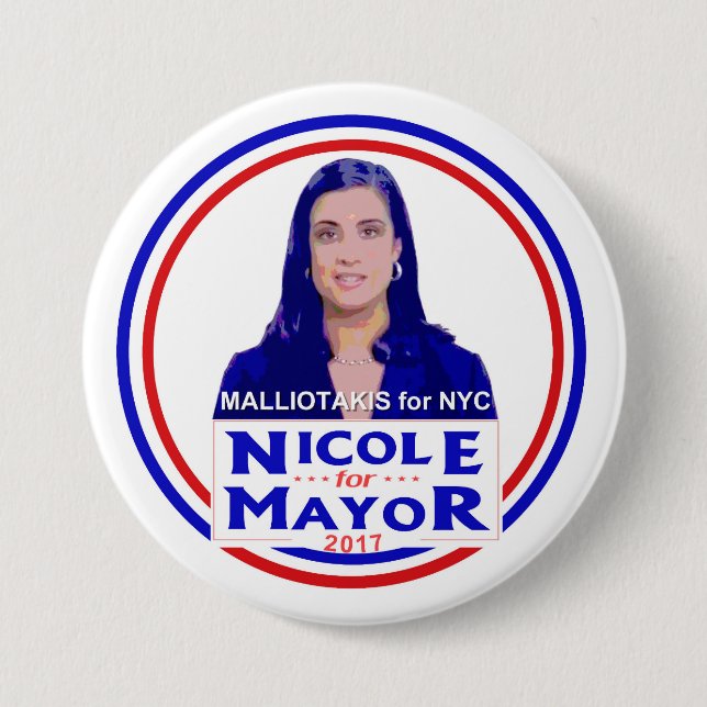 Bóton Redondo 7.62cm Nicole Malliotakis para o Mayor de NYC (Frente)