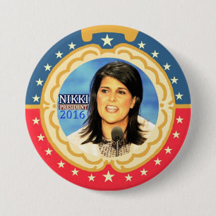 Bóton Redondo 7.62cm Nikki Haley para o presidente 2016