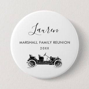 Bóton Redondo 7.62cm Nome de etiqueta de Reunião Familiar com Carro vin