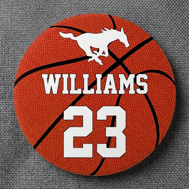 Bóton Redondo 7.62cm Nome do jogador personalizado de basquetebol Númer (Customizable basketball team buttons for basketball players, teams and fans. Great for proud parents)
