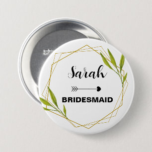 Bóton Redondo 7.62cm Nome Personalizado Bridesmaid Watercolor Wedch Fra