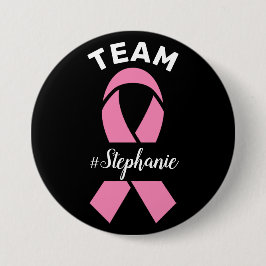 Bóton Redondo 7.62cm Nome Personalizado de Consciência do Cancer de Mam
