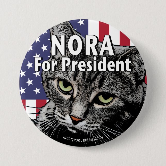 Bóton Redondo 7.62cm Nora Para Presidente Botão #7 (Frente)