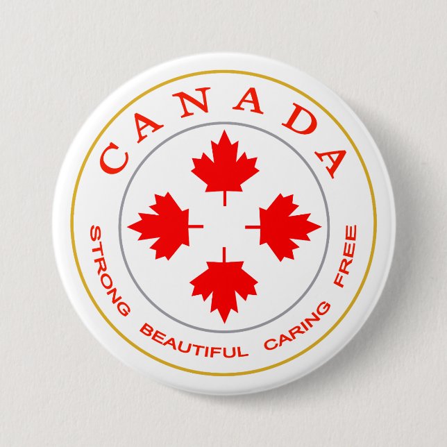 Bóton Redondo 7.62cm Nosso Emblema do Canadá (Frente)