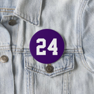 Bóton Redondo 7.62cm Número de Jersey, atleta branco e roxo