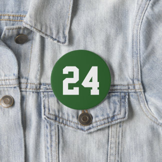Bóton Redondo 7.62cm Número de Jersey, atleta verde e branco