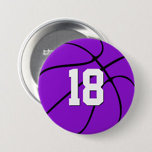 Bóton Redondo 7.62cm Número do jogador de basquetebol ou esportes roxo