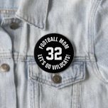 Bóton Redondo 7.62cm Numero Jersey de Black and White Football<br><div class="desc">Anime-se com a sua equipe desportiva favorita, jogador de futebol ou mostre seu orgulho escolar com um botão personalizado de espírito! Adicione o nome da sua escola ou personalize com o nome de um jogador e o número de camisa. Perfeito para jogos de futebol, basquetebol, baseball e futebol! Crie pinos...</div>