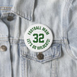 Bóton Redondo 7.62cm Numero Jersey de Green and White Football<br><div class="desc">Anime-se com a sua equipe desportiva favorita, jogador de futebol ou mostre seu orgulho escolar com um botão personalizado de espírito! Adicione o nome da sua escola ou personalize com o nome de um jogador e o número de camisa. Perfeito para jogos de futebol, basquetebol, baseball e futebol! Crie pinos...</div>