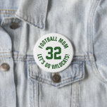 Bóton Redondo 7.62cm Numero Jersey de Green and White Football<br><div class="desc">Anime-se com a sua equipe desportiva favorita, jogador de futebol ou mostre seu orgulho escolar com um botão personalizado de espírito! Adicione o nome da sua escola ou personalize com o nome de um jogador e o número de camisa. Perfeito para jogos de futebol, basquetebol, baseball e futebol! Crie pinos...</div>