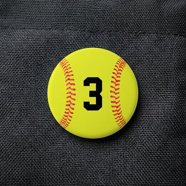 Bóton Redondo 7.62cm Número ou Letras Personalizados do Jogador de Soft (Make your own personalized round softball button. Customize with any number or letters.)