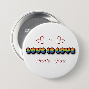 Bóton Redondo 7.62cm O Amor é Amor Arco-íris LGBTQ Botão