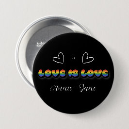 Bóton Redondo 7.62cm O Amor é Amor Arco-íris LGBTQ Botão