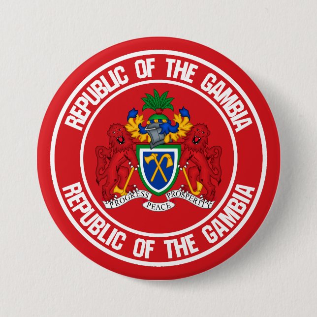 Bóton Redondo 7.62cm O emblema da volta da Gâmbia (Frente)