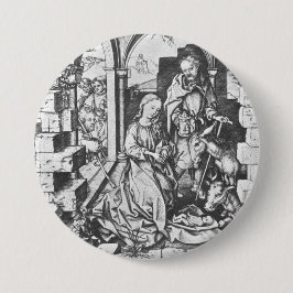 Bóton Redondo 7.62cm O Nascimento de Jesus (por Martin Schongauer)