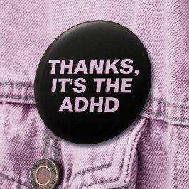 Bóton Redondo 7.62cm Obrigados É o Slogan Sarcástico Rosa ADHD