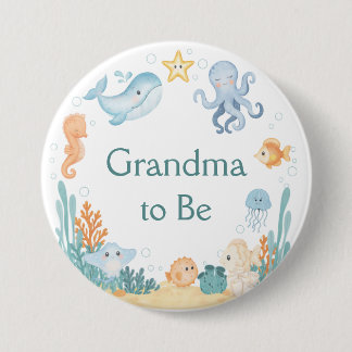Bóton Redondo 7.62cm Ocean Theme Baby Shower Button