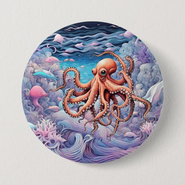 Bóton Redondo 7.62cm Octopus (Frente)