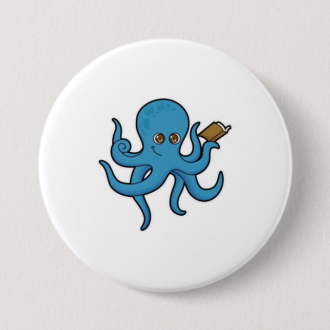 Bóton Redondo 7.62cm Octopus com Livro (Frente)