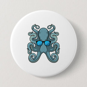 Bóton Redondo 7.62cm Octopus com óculos de sol