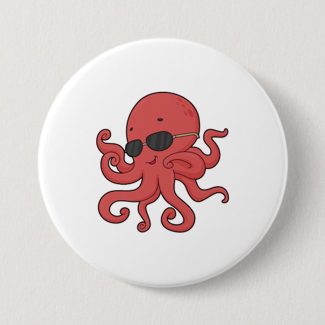 Bóton Redondo 7.62cm Octopus Óculos escuros (Frente)