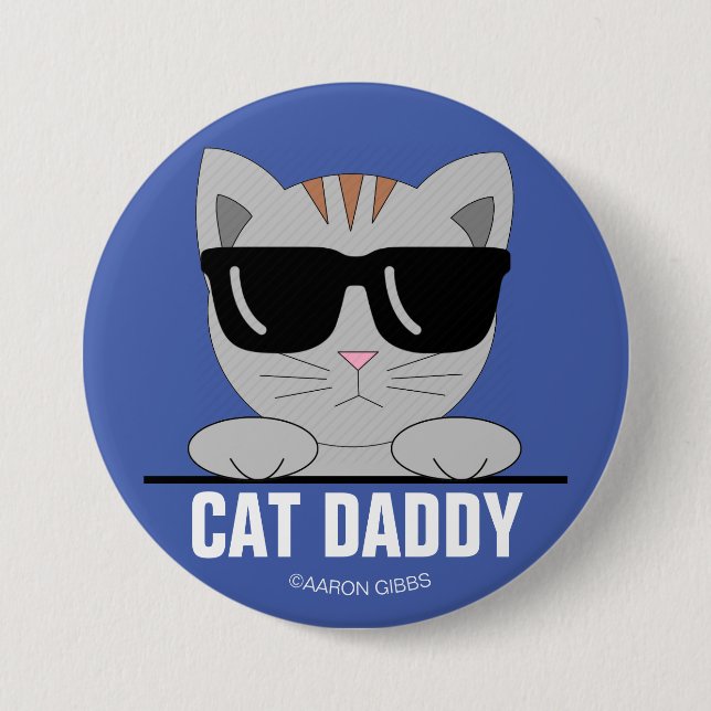 Bóton Redondo 7.62cm Óculos de sol CAT DADDY botão de gato (Frente)