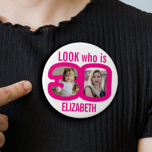 Bóton Redondo 7.62cm Olha quem tem 30 anos agora e depois fotografias c